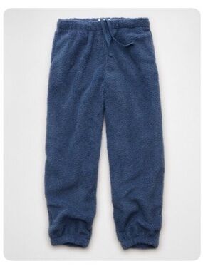 AE High Waisted Sherpa Joggers XL Navy Cozy Fleece Lounge Pants